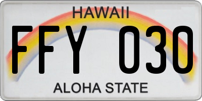 HI license plate FFY030