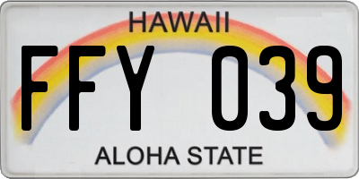 HI license plate FFY039