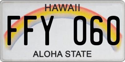 HI license plate FFY060