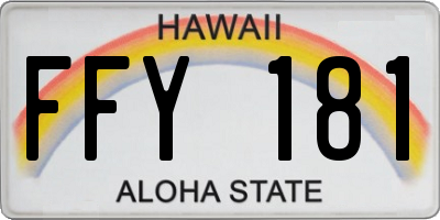 HI license plate FFY181
