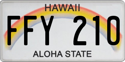 HI license plate FFY210