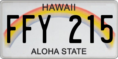 HI license plate FFY215