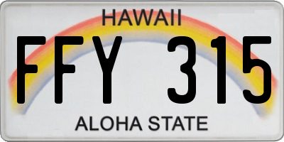 HI license plate FFY315
