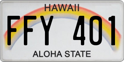 HI license plate FFY401