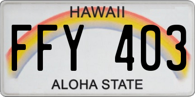 HI license plate FFY403