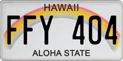 HI license plate FFY404