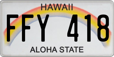 HI license plate FFY418