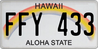 HI license plate FFY433