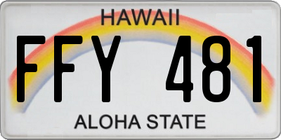HI license plate FFY481