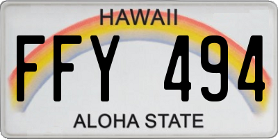 HI license plate FFY494