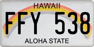 HI license plate FFY538
