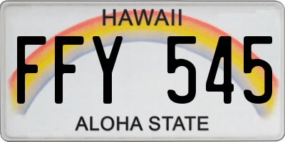HI license plate FFY545