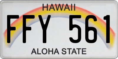 HI license plate FFY561