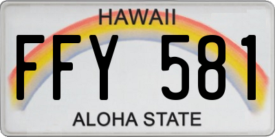 HI license plate FFY581