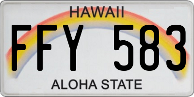 HI license plate FFY583