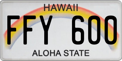 HI license plate FFY600