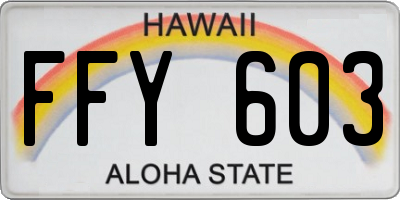 HI license plate FFY603