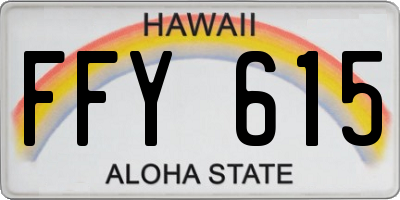 HI license plate FFY615