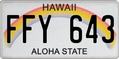 HI license plate FFY643