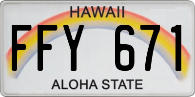 HI license plate FFY671
