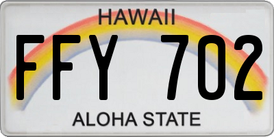 HI license plate FFY702