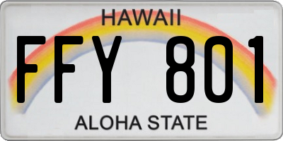 HI license plate FFY801