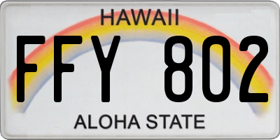 HI license plate FFY802