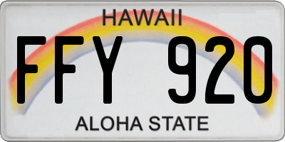 HI license plate FFY920