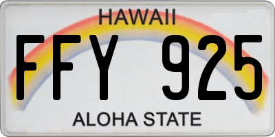 HI license plate FFY925