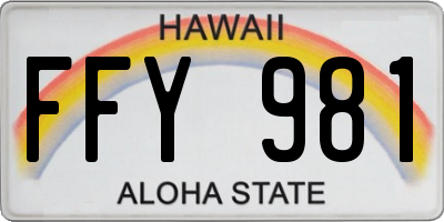 HI license plate FFY981