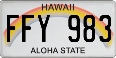 HI license plate FFY983
