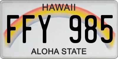 HI license plate FFY985