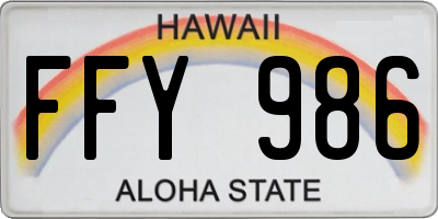 HI license plate FFY986