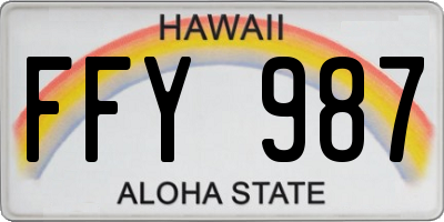 HI license plate FFY987