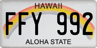 HI license plate FFY992