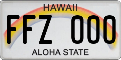 HI license plate FFZ000