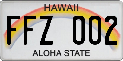 HI license plate FFZ002