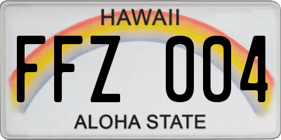 HI license plate FFZ004