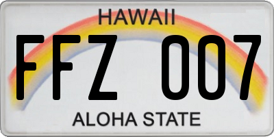 HI license plate FFZ007