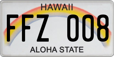 HI license plate FFZ008