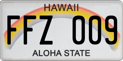 HI license plate FFZ009
