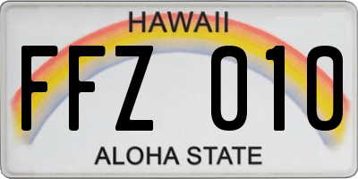HI license plate FFZ010