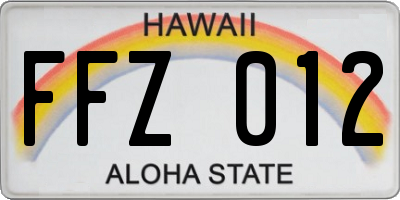 HI license plate FFZ012