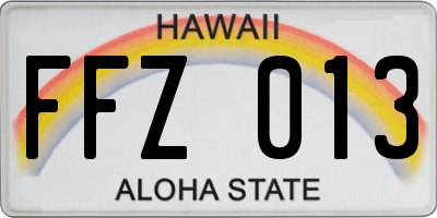 HI license plate FFZ013
