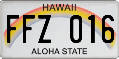 HI license plate FFZ016