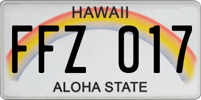 HI license plate FFZ017