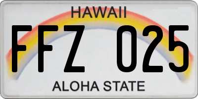 HI license plate FFZ025