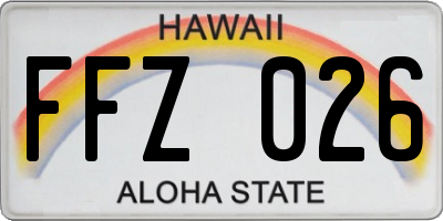 HI license plate FFZ026