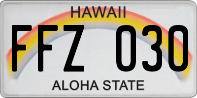 HI license plate FFZ030