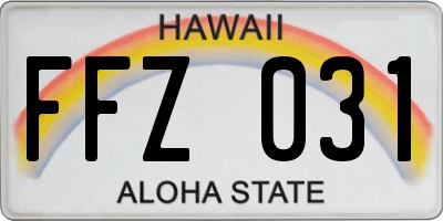 HI license plate FFZ031
